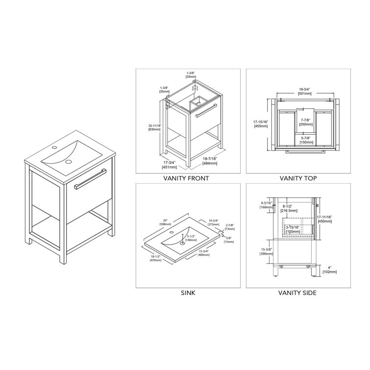 Blossom 20'' Single Bathroom Vanity with Sink Wayfair Canada